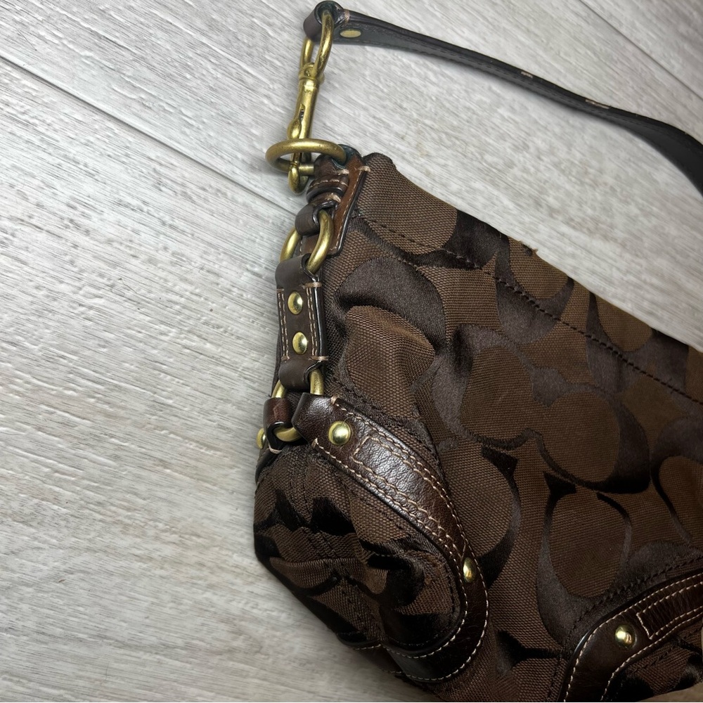 Coach Signature Brown Jacquard Mini Hobo Bag Y2K Style - Picture 2 of 13